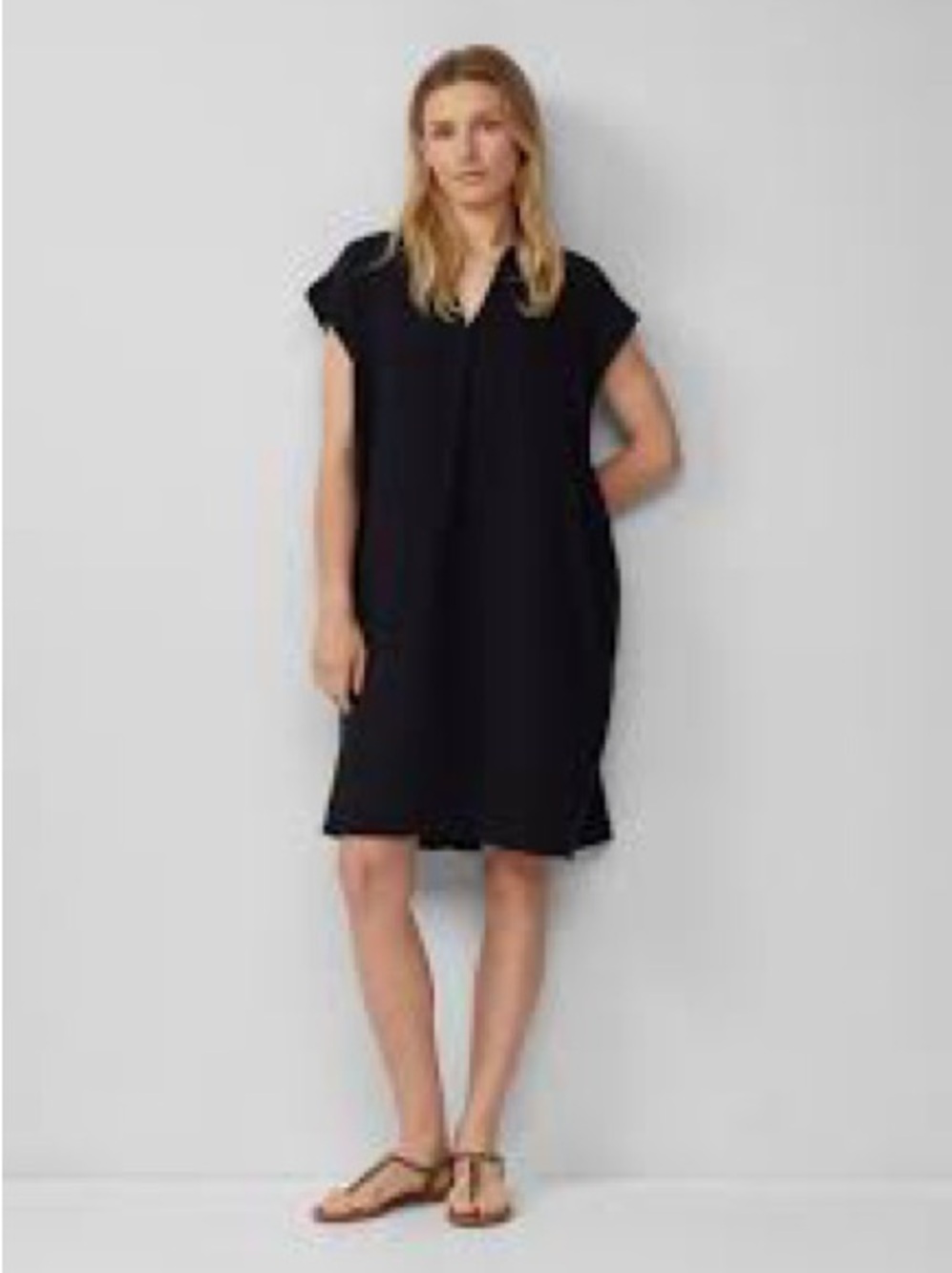 Theory Black Short Sleeve Midi dress